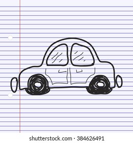 Simple hand drawn doodle of a car