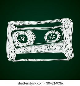 Simple hand drawn doodle of a cassette