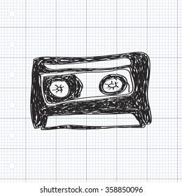Simple hand drawn doodle of a cassette