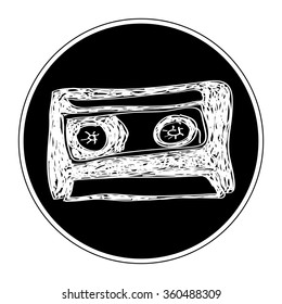 Simple hand drawn doodle of a cassette