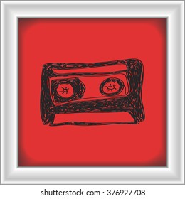 Simple hand drawn doodle of a cassette