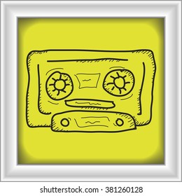 Simple hand drawn doodle of a cassette tape
