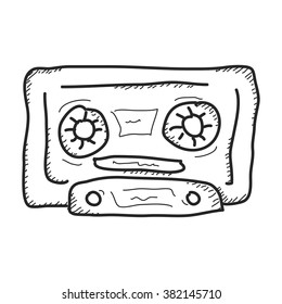 Simple hand drawn doodle of a cassette tape
