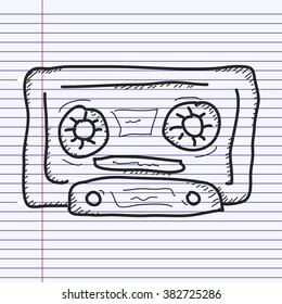 Simple hand drawn doodle of a cassette tape