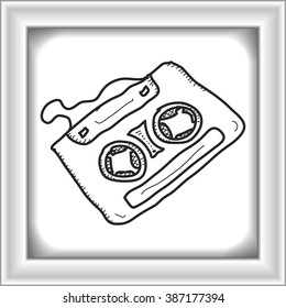 Simple hand drawn doodle of a cassette tape