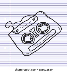 Simple hand drawn doodle of a cassette tape