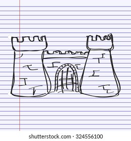 Simple hand drawn doodle of a castle