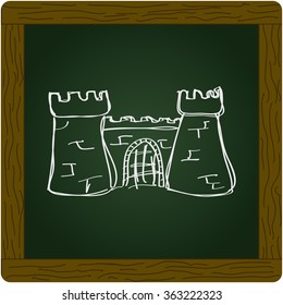 Simple hand drawn doodle of a castle
