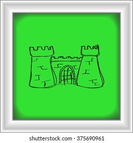 Simple hand drawn doodle of a castle