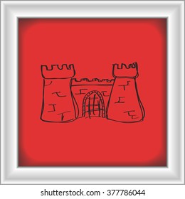 Simple hand drawn doodle of a castle