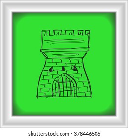 Simple hand drawn doodle of a castle