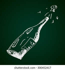 Simple hand drawn doodle of a champagne bottle