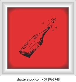 Simple hand drawn doodle of a champagne bottle