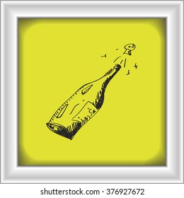Simple hand drawn doodle of a champagne bottle