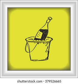 Simple hand drawn doodle of champagne in a bucket
