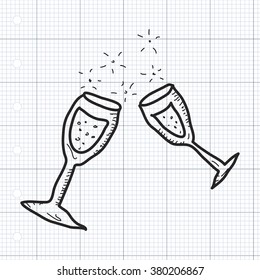 Simple hand drawn doodle of a champagne glass