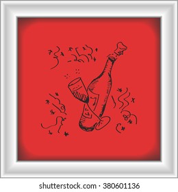 Simple hand drawn doodle of a champagne bottle