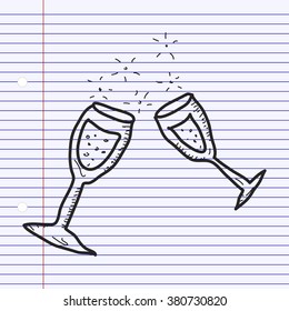Simple hand drawn doodle of a champagne glass
