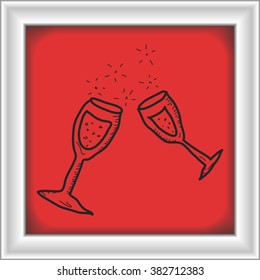 Simple hand drawn doodle of a champagne glass
