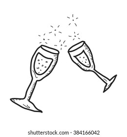 Simple hand drawn doodle of a champagne glass