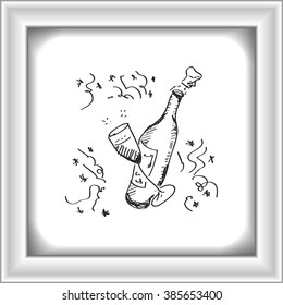 Simple hand drawn doodle of a champagne bottle