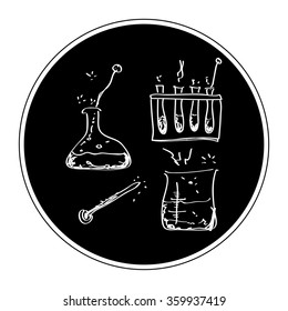 Simple hand drawn doodle of a chemistry kit
