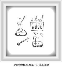 Simple hand drawn doodle of a chemistry kit