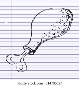 Simple hand drawn doodle of a chicken drumstick