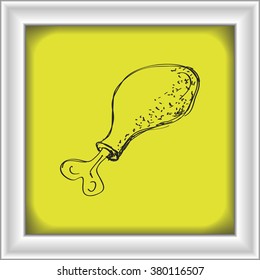 Simple hand drawn doodle of a chicken drumstick