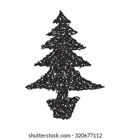 Simple hand drawn doodle of a christmas tree