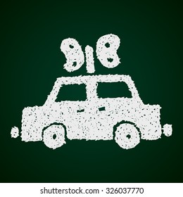 Simple hand drawn doodle of a cloackwork car