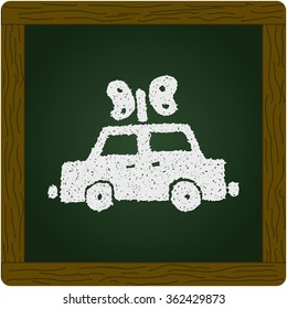 Simple hand drawn doodle of a cloackwork car