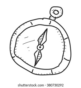 Simple hand drawn doodle of a compass