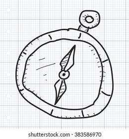 Simple hand drawn doodle of a compass