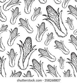simple hand drawn doodle corn seamless pattern eps10