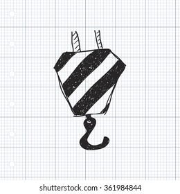 Simple hand drawn doodle of a crane hook