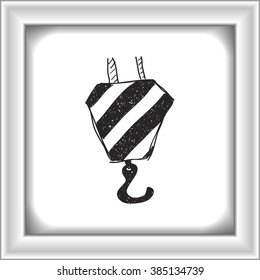 Simple hand drawn doodle of a crane hook