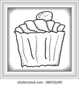 Simple hand drawn doodle of a cup cake