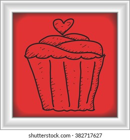 Simple hand drawn doodle of a cup cake