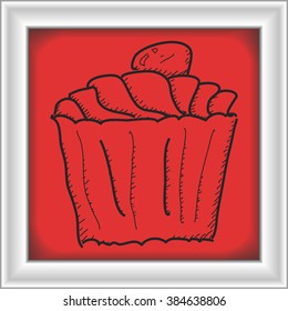 Simple hand drawn doodle of a cup cake