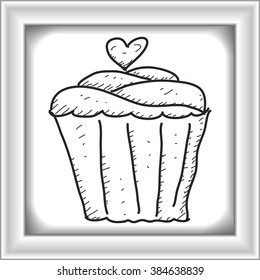 Simple hand drawn doodle of a cup cake