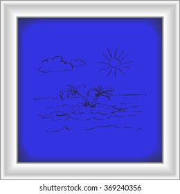 Simple hand drawn doodle of a desert island