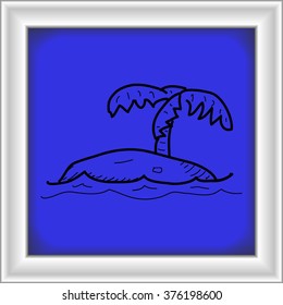 Simple hand drawn doodle of a desert island