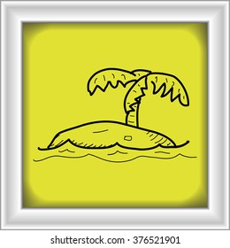 Simple hand drawn doodle of a desert island