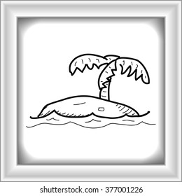 Simple hand drawn doodle of a desert island