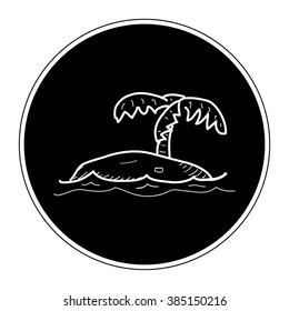 Simple hand drawn doodle of a desert island
