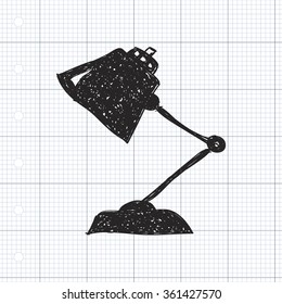 Simple hand drawn doodle of a desk lamp