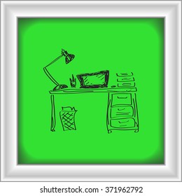 Simple hand drawn doodle of a desk