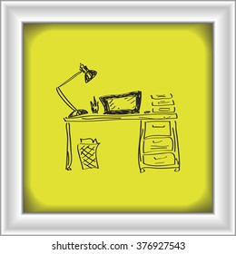Simple hand drawn doodle of a desk