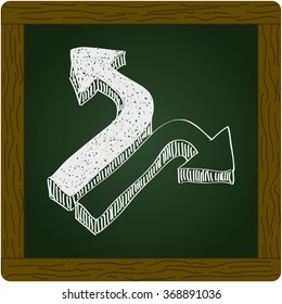 Simple hand drawn doodle of a direction arrow
